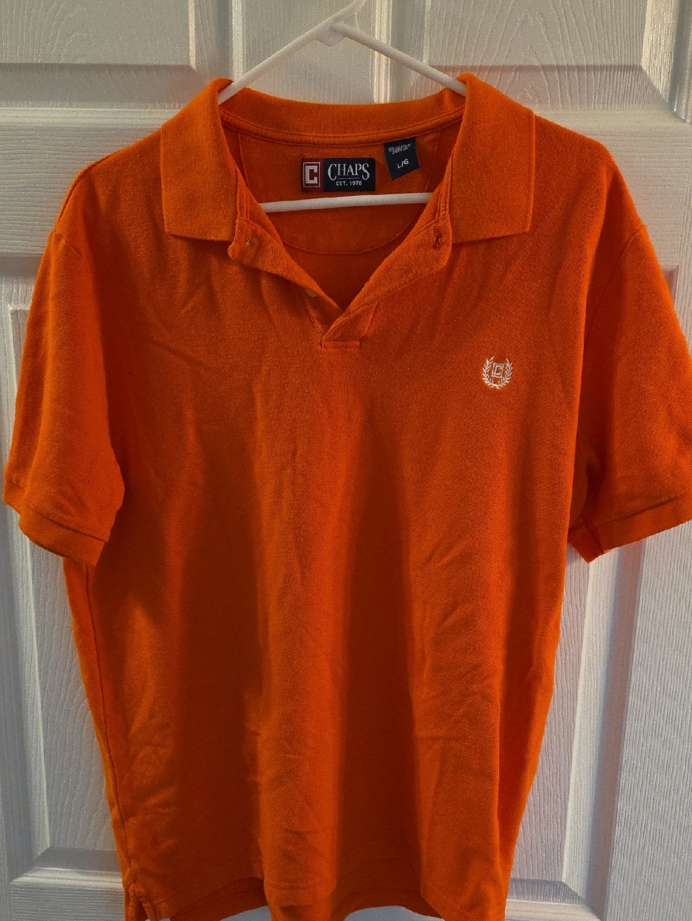 Chaps Men’s Bright Orange Polo with Embroidered Crest